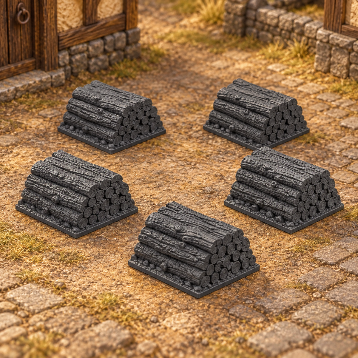 5x Firewood Stacks 28mm DND Scatter Terrain | Tabletop Wargaming Scenery for Frostgrave & RPG | 3D Printed