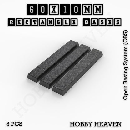 Rectangle Bases Medium Sizes - 75x30mm to 125x40mm and up to 100x90mm Wide - 3D Print Tabletop Games