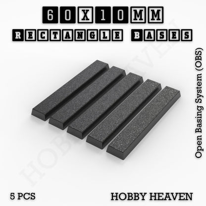 Rectangle Bases Small Sizes - 20x15mm to 75x25mm and up to 60x50mm Wide - 3D Print Tabletop Games