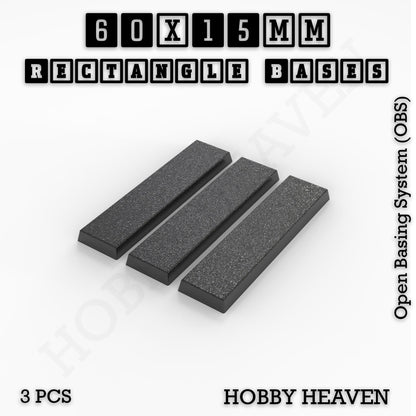 Rectangle Bases Small Sizes - 20x15mm to 75x25mm and up to 60x50mm Wide - 3D Print Tabletop Games