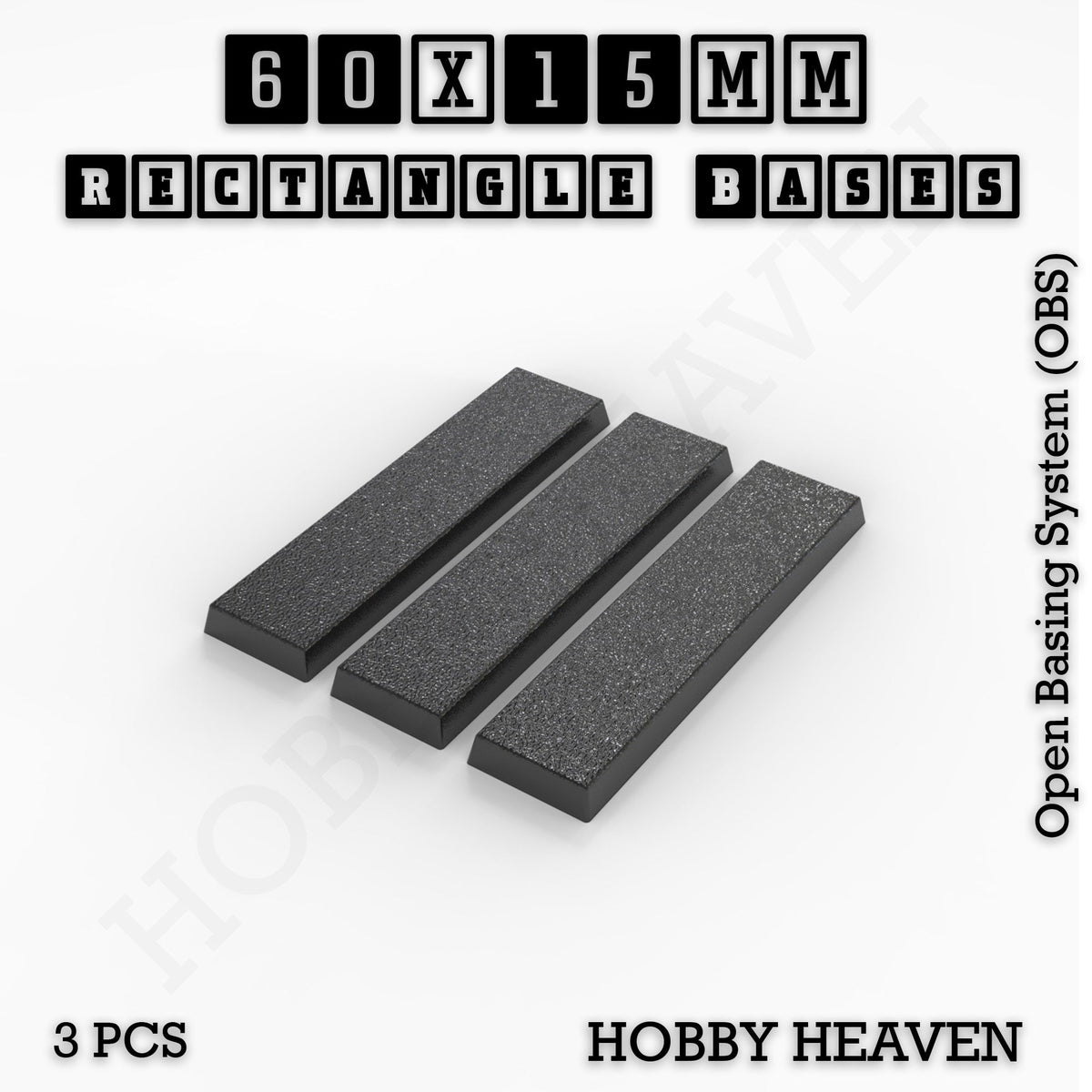 Rectangle Bases Medium Sizes - 75x30mm to 125x40mm and up to 100x90mm Wide - 3D Print Tabletop Games