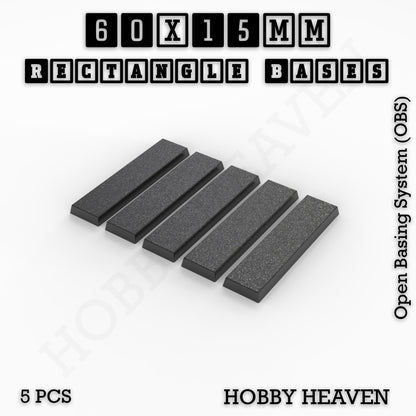 Rectangle Bases Small Sizes - 20x15mm to 75x25mm and up to 60x50mm Wide - 3D Print Tabletop Games