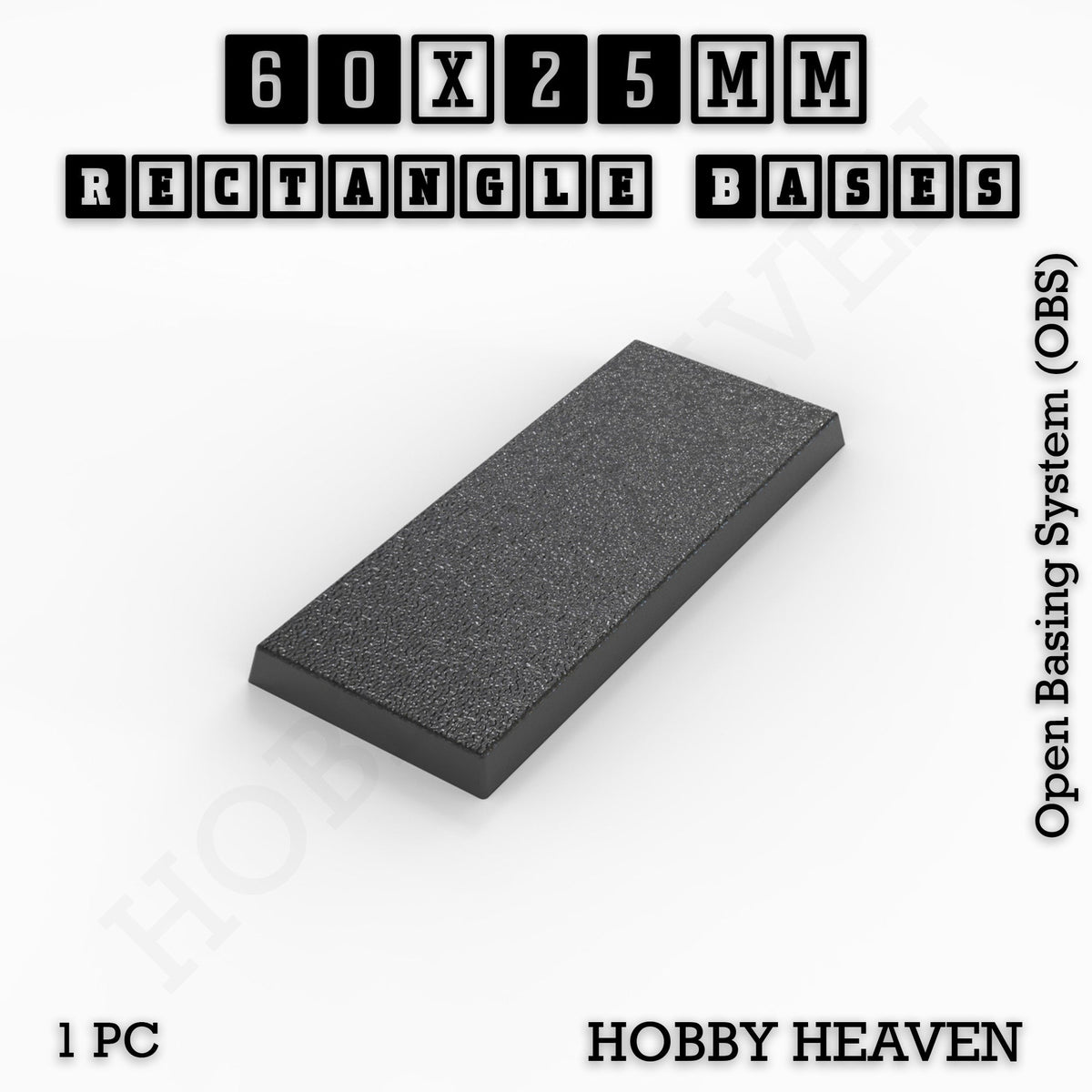 Rectangle Bases Small Sizes - 20x15mm to 75x25mm and up to 60x50mm Wide - 3D Print Tabletop Games