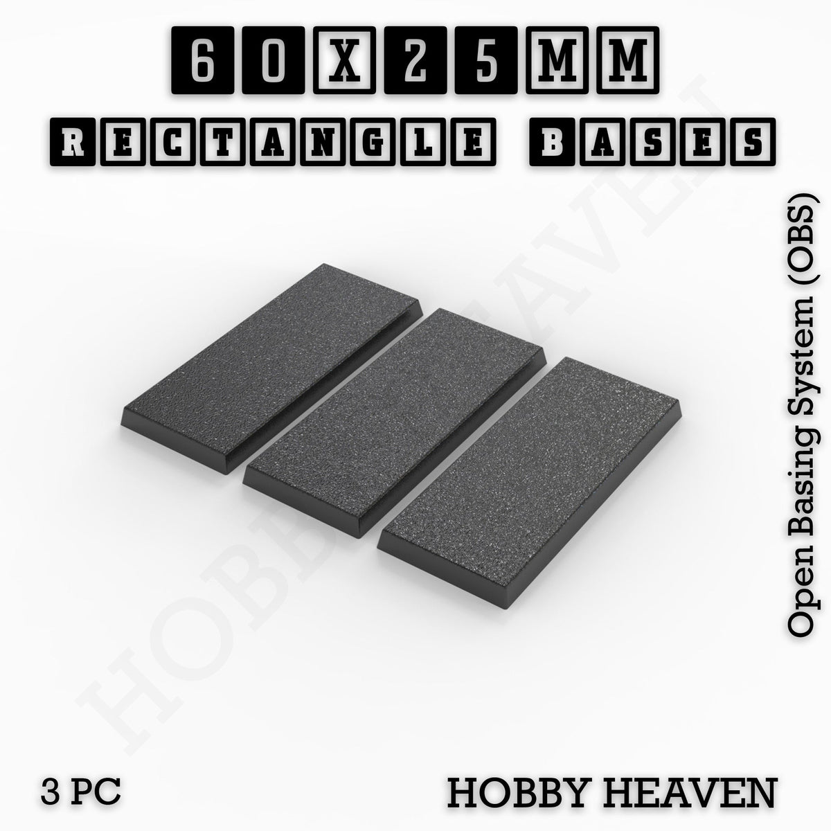 Rectangle Bases Medium Sizes - 75x30mm to 125x40mm and up to 100x90mm Wide - 3D Print Tabletop Games