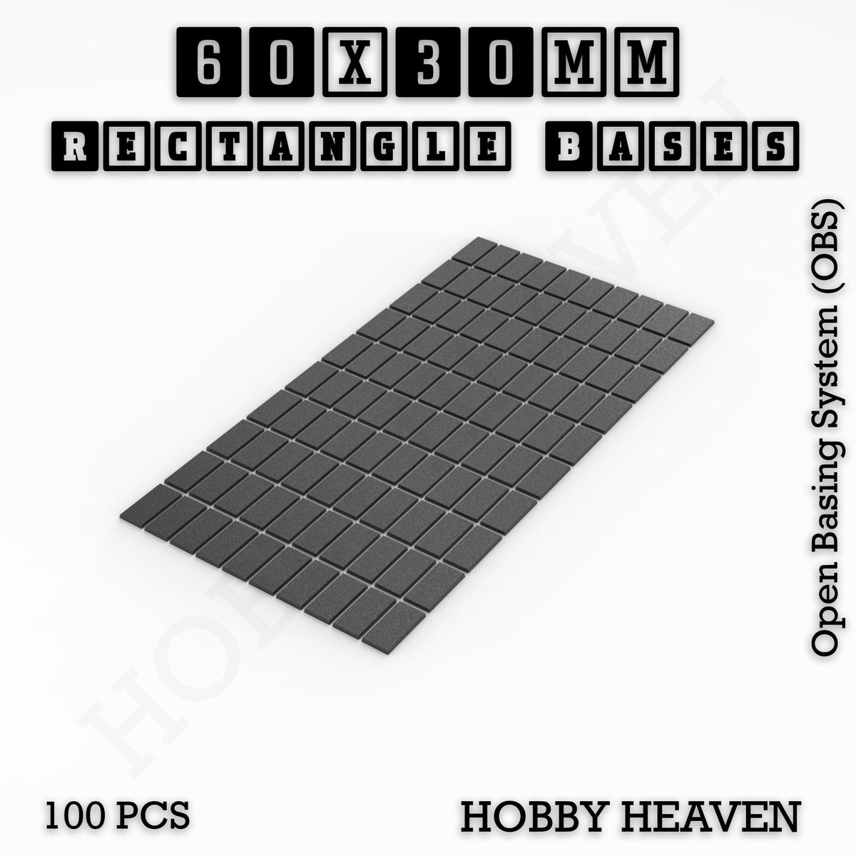 Rectangle Bases Small Sizes - 20x15mm to 75x25mm and up to 60x50mm Wide - 3D Print Tabletop Games