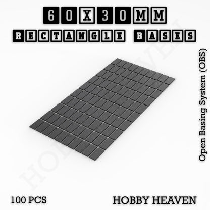 Rectangle Bases Medium Sizes - 75x30mm to 125x40mm and up to 100x90mm Wide - 3D Print Tabletop Games