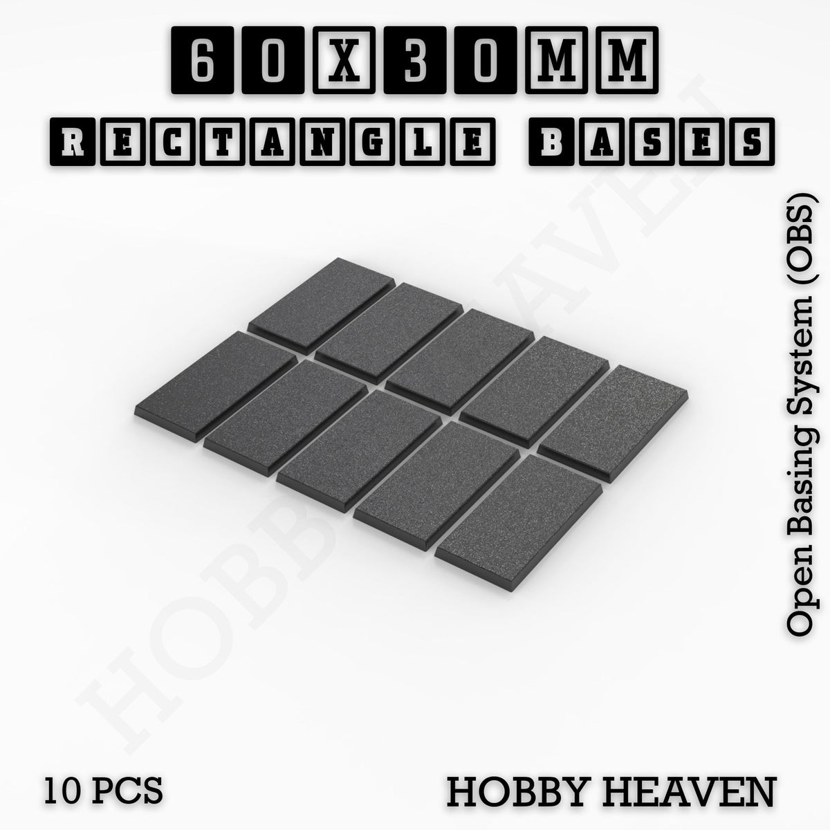 Rectangle Bases Medium Sizes - 75x30mm to 125x40mm and up to 100x90mm Wide - 3D Print Tabletop Games