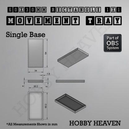 Rectangle Movement Trays | Cavalry & Monsters | 50×25-100×60mm | OBS System