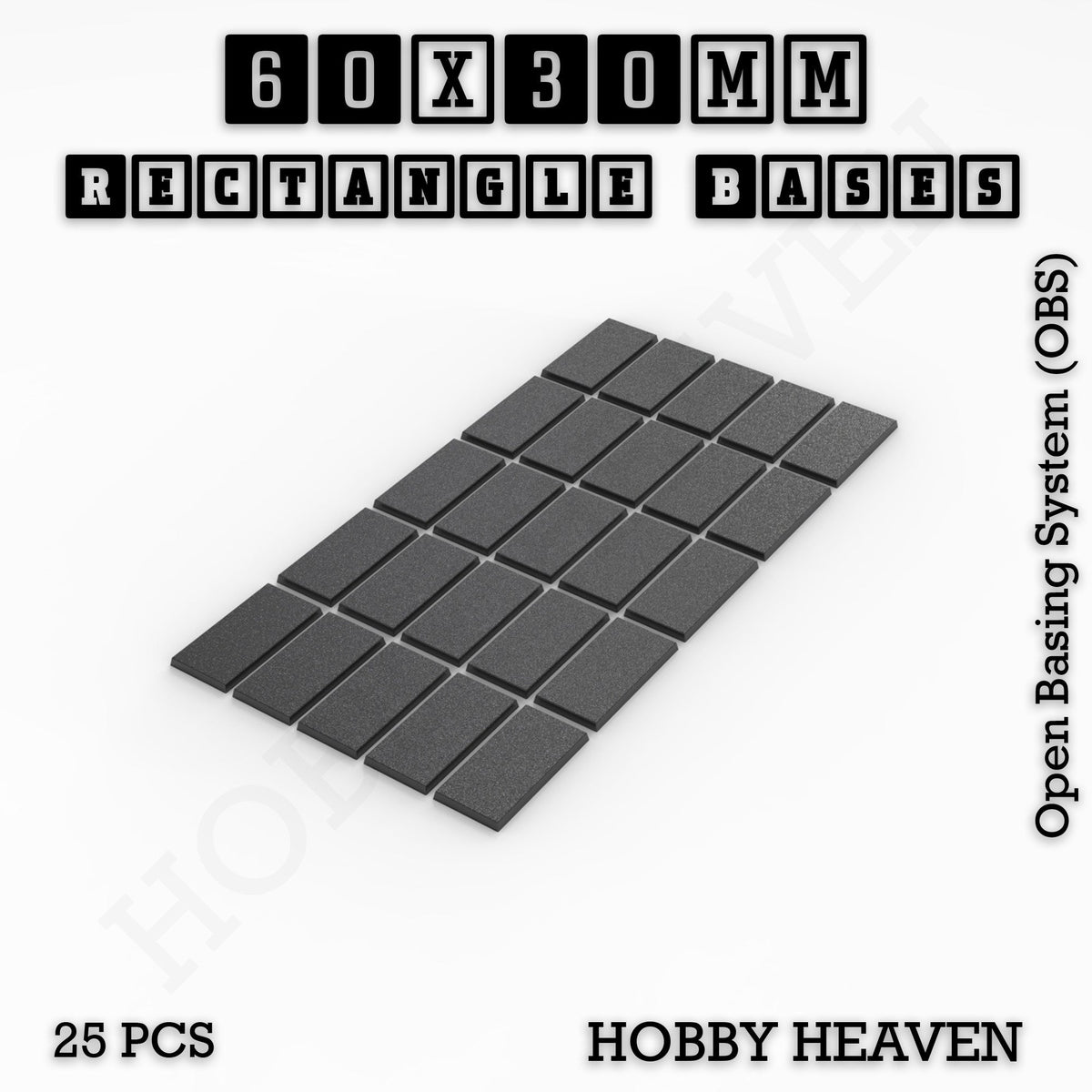Rectangle Bases Small Sizes - 20x15mm to 75x25mm and up to 60x50mm Wide - 3D Print Tabletop Games