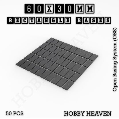 Rectangle Bases Small Sizes - 20x15mm to 75x25mm and up to 60x50mm Wide - 3D Print Tabletop Games