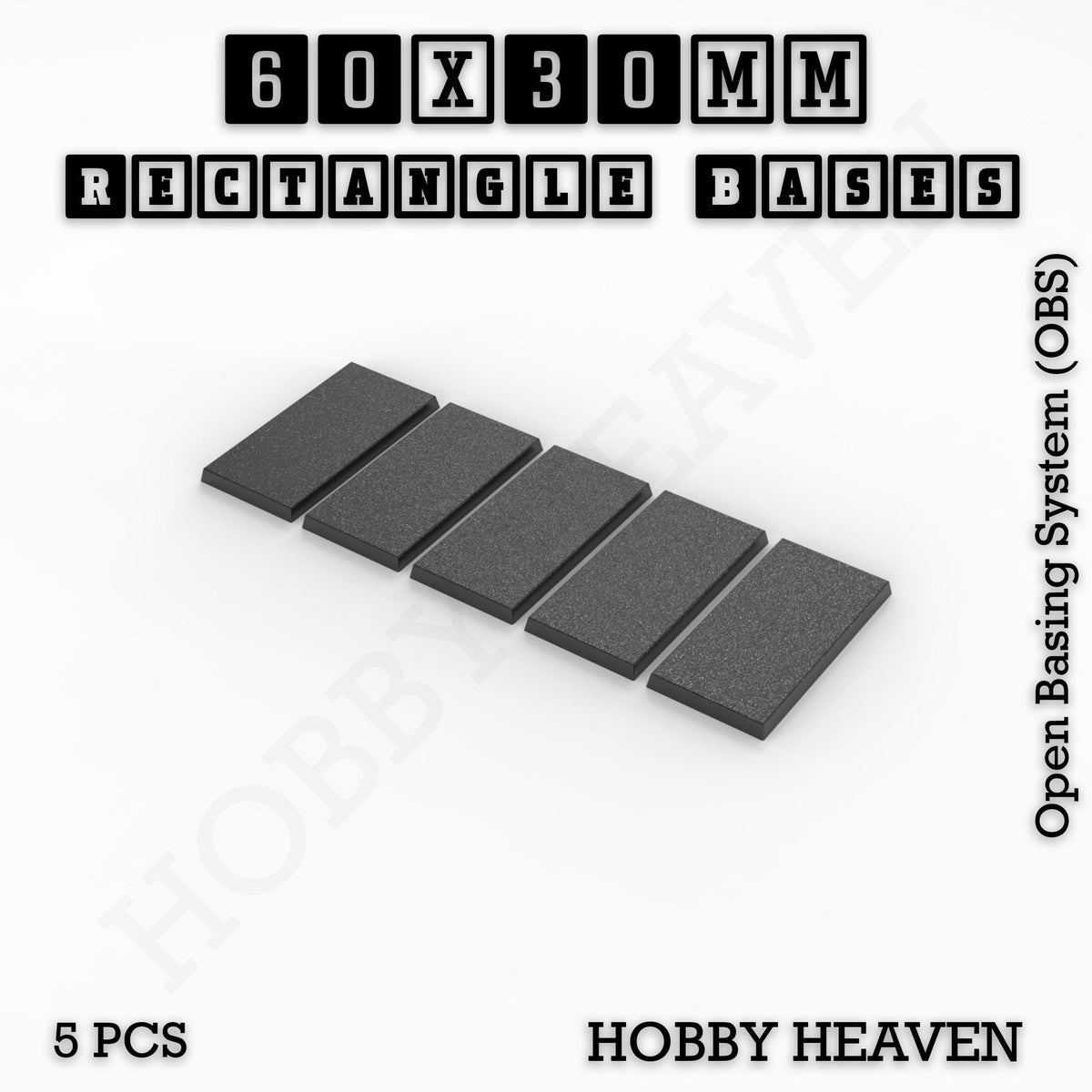 Rectangle Bases Medium Sizes - 75x30mm to 125x40mm and up to 100x90mm Wide - 3D Print Tabletop Games