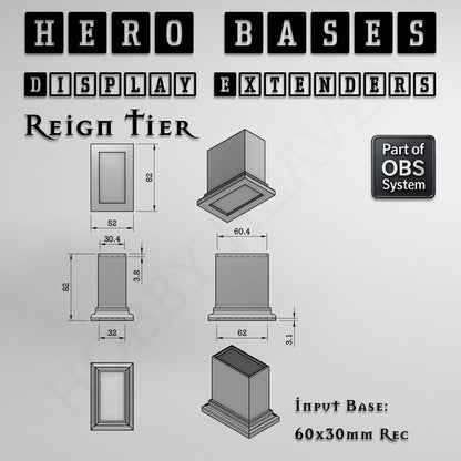 Hero Bases Display Extenders | Squares and Rectangles | Convert Gaming Bases to Display Bases & Plinths
