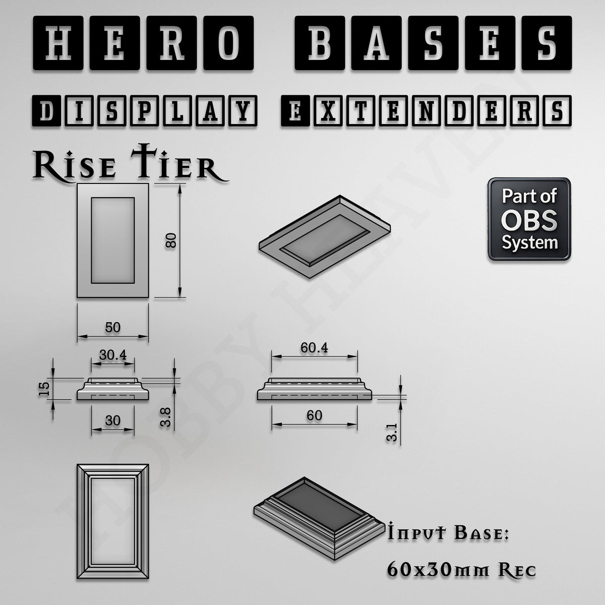 Hero Bases Display Extenders | Squares and Rectangles | Convert Gaming Bases to Display Bases & Plinths