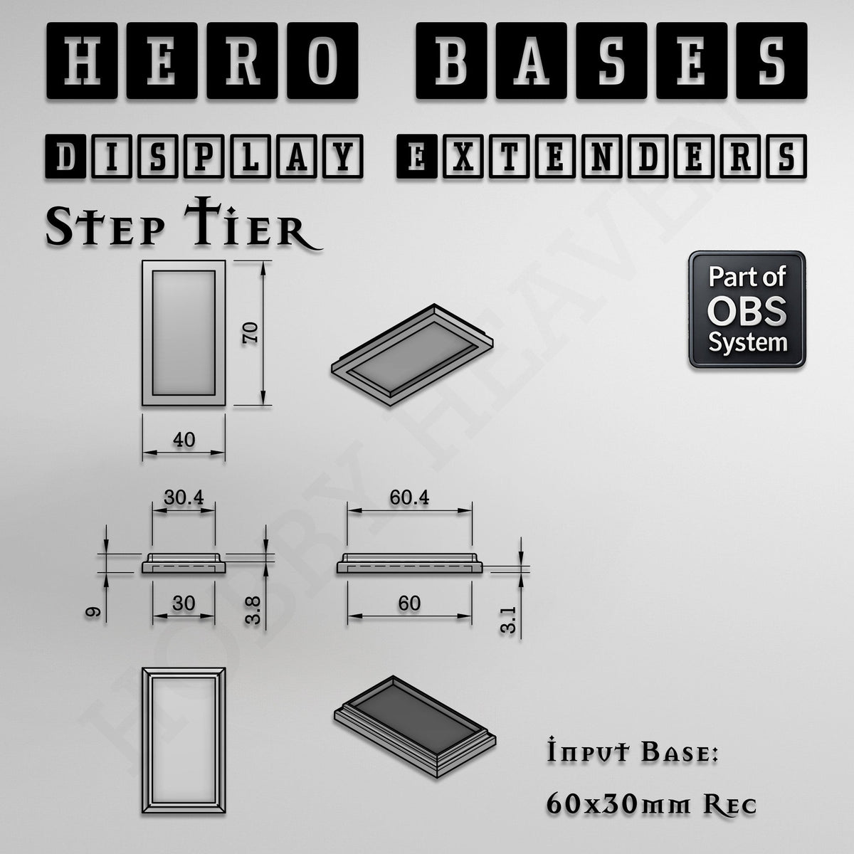 Hero Bases Display Extenders | Squares and Rectangles | Convert Gaming Bases to Display Bases & Plinths