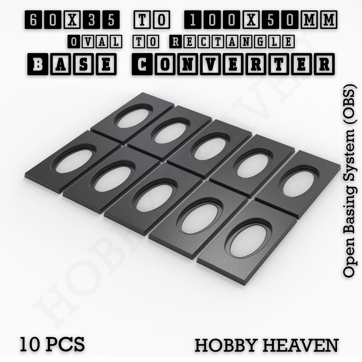 Oval to Rectangle Base Converters 3D Print Full Range