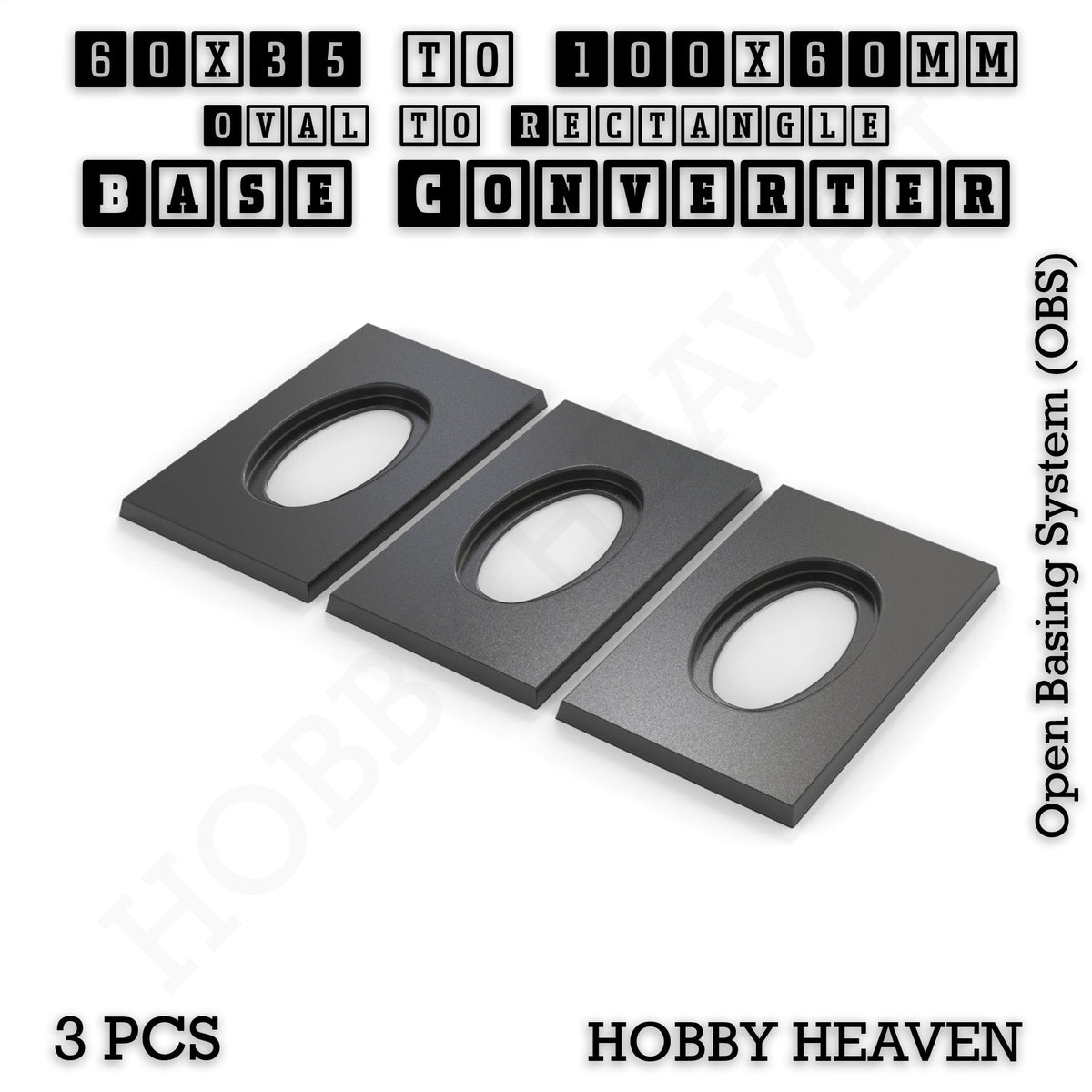 Oval to Rectangle Base Converters 3D Print Full Range