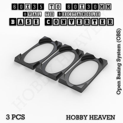 Oval to Rectangle Base Converters 3D Print Full Range
