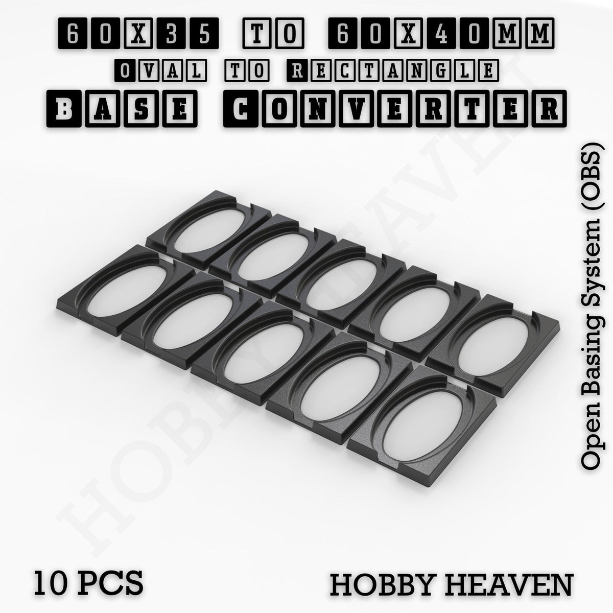 Oval to Rectangle Base Converters 3D Print Full Range