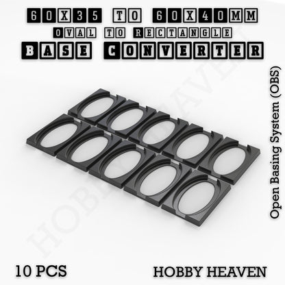 Oval to Rectangle Base Converters 3D Print Full Range