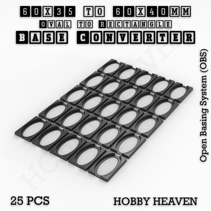 Oval to Rectangle Base Converters 3D Print Full Range