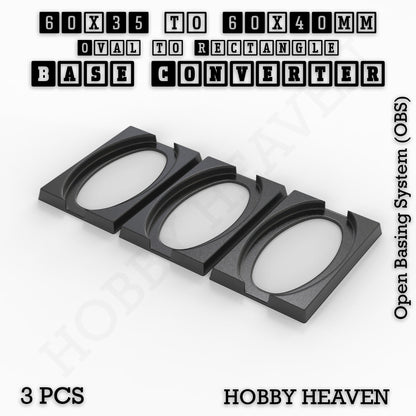 Oval to Rectangle Base Converters 3D Print Full Range
