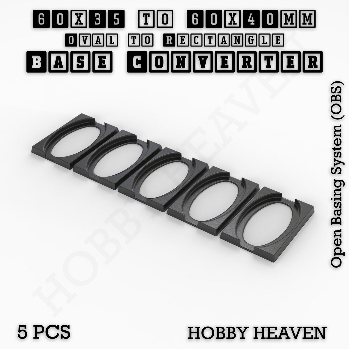 Oval to Rectangle Base Converters 3D Print Full Range