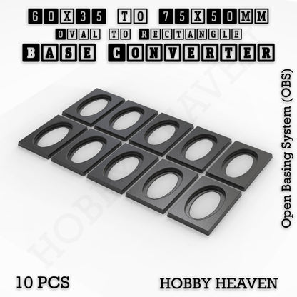 Oval to Rectangle Base Converters 3D Print Full Range