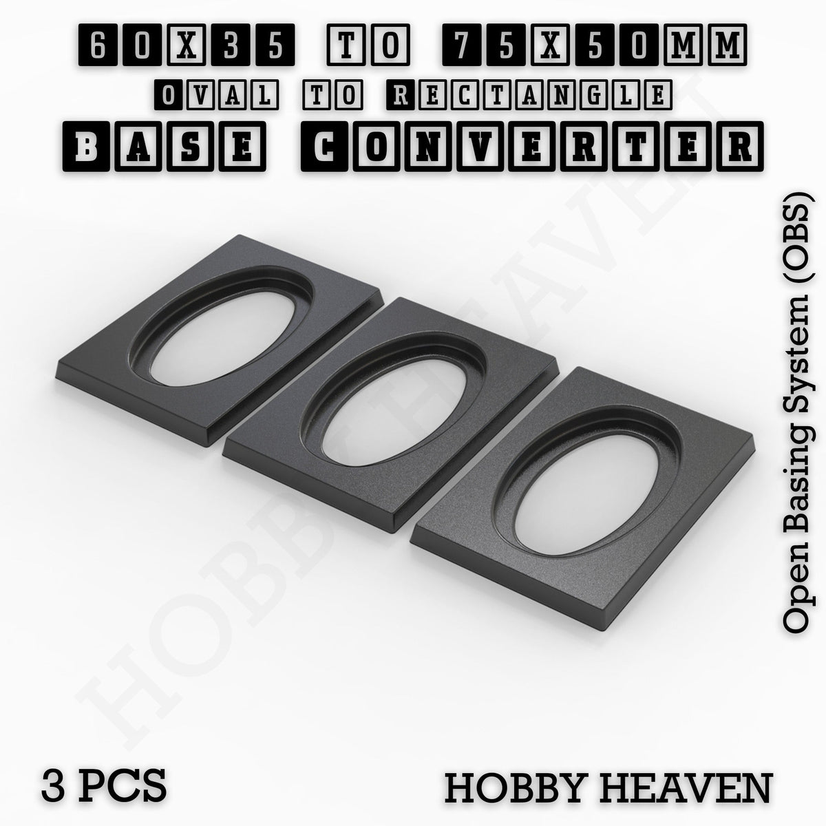 Oval to Rectangle Base Converters 3D Print Full Range