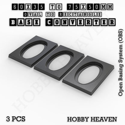 Oval to Rectangle Base Converters 3D Print Full Range