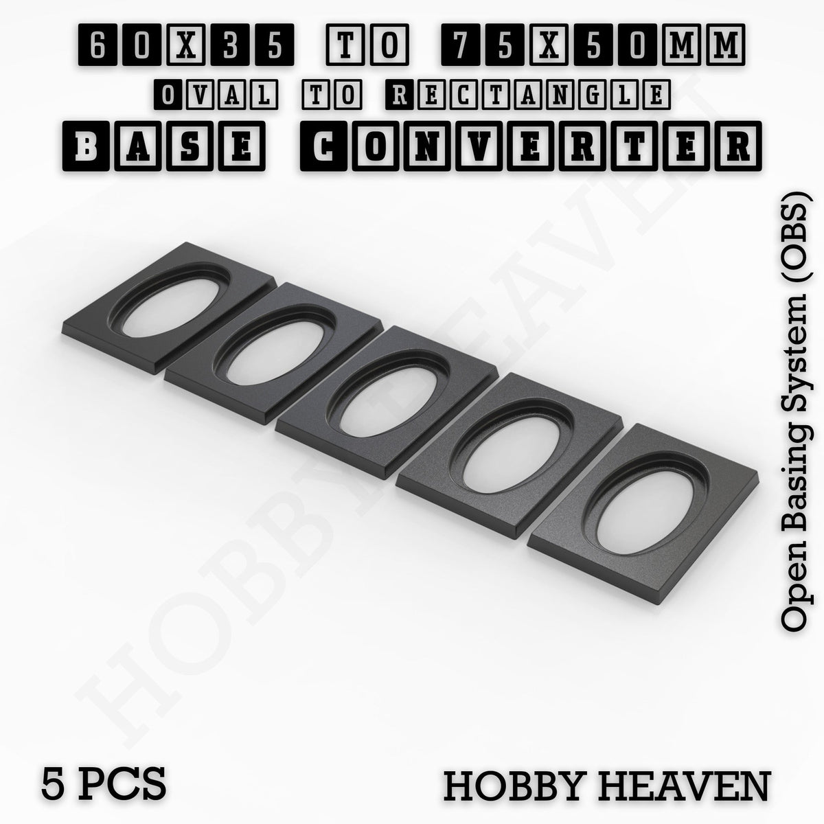 Oval to Rectangle Base Converters 3D Print Full Range