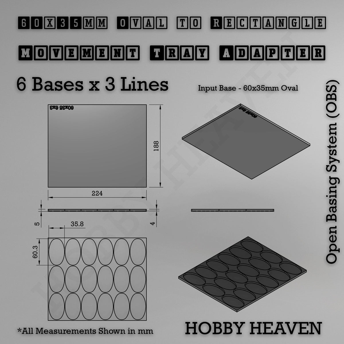 Oval to Rectangle Movement Tray Adapters