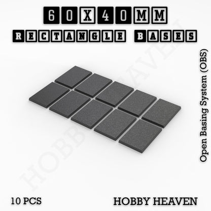 Rectangle Bases Small Sizes - 20x15mm to 75x25mm and up to 60x50mm Wide - 3D Print Tabletop Games