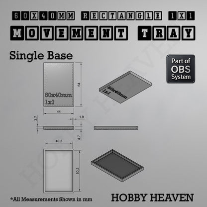Rectangle Movement Trays | Cavalry & Monsters | 50×25-100×60mm | OBS System