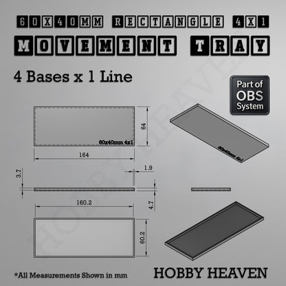 Rectangle Movement Trays | Cavalry & Monsters | 50×25-100×60mm | OBS System