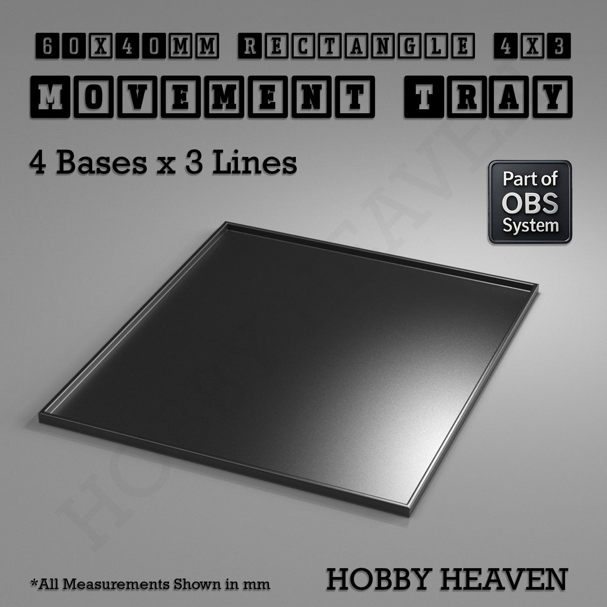 Rectangle Movement Trays | Cavalry & Monsters | 50×25-100×60mm | OBS System