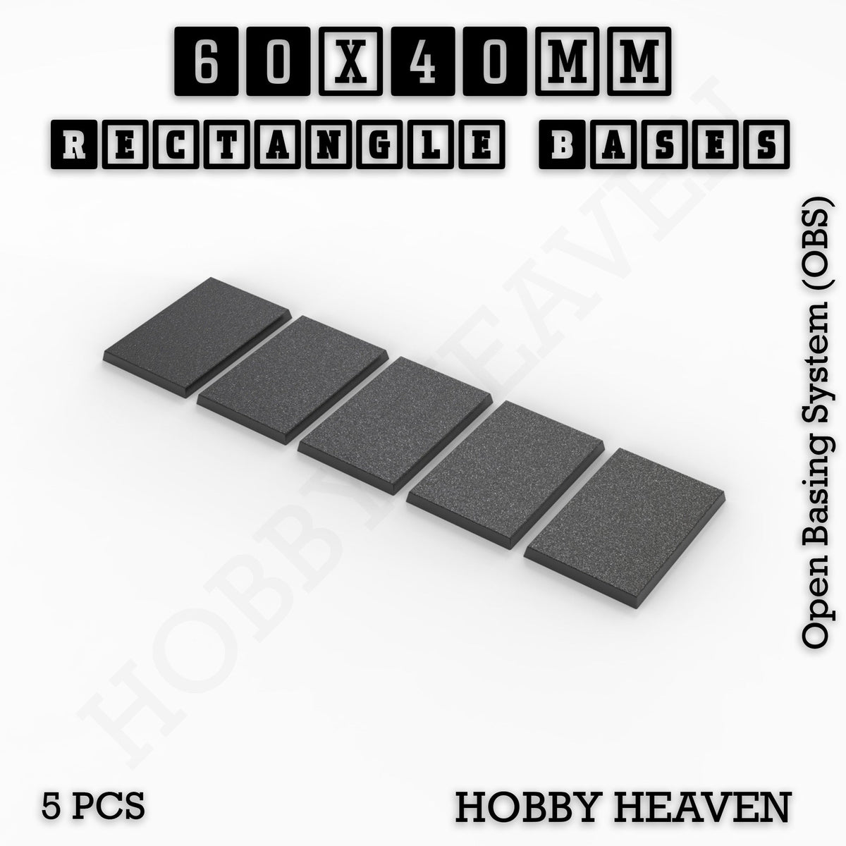 Rectangle Bases Small Sizes - 20x15mm to 75x25mm and up to 60x50mm Wide - 3D Print Tabletop Games