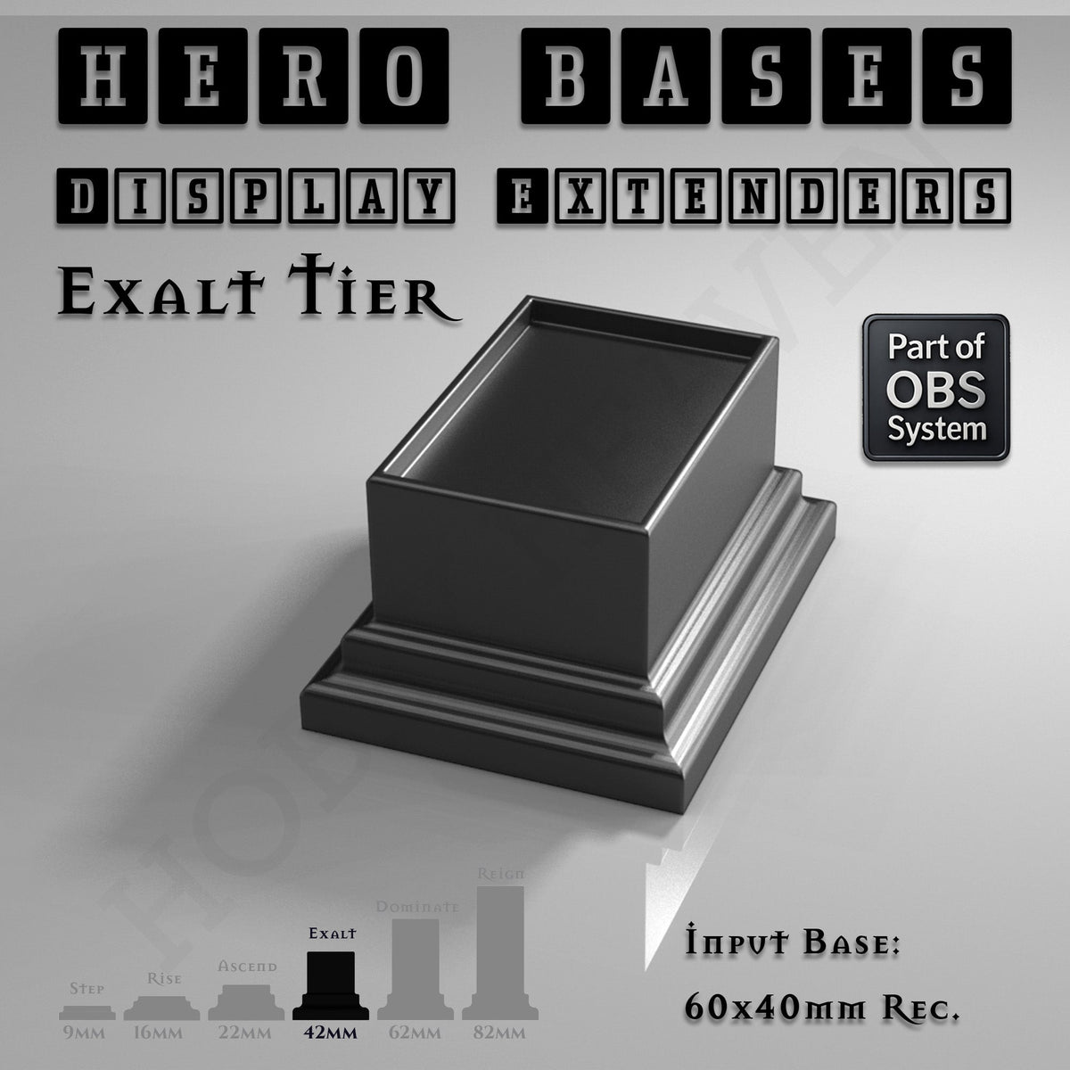 Hero Bases Display Extenders | Squares and Rectangles | Convert Gaming Bases to Display Bases & Plinths