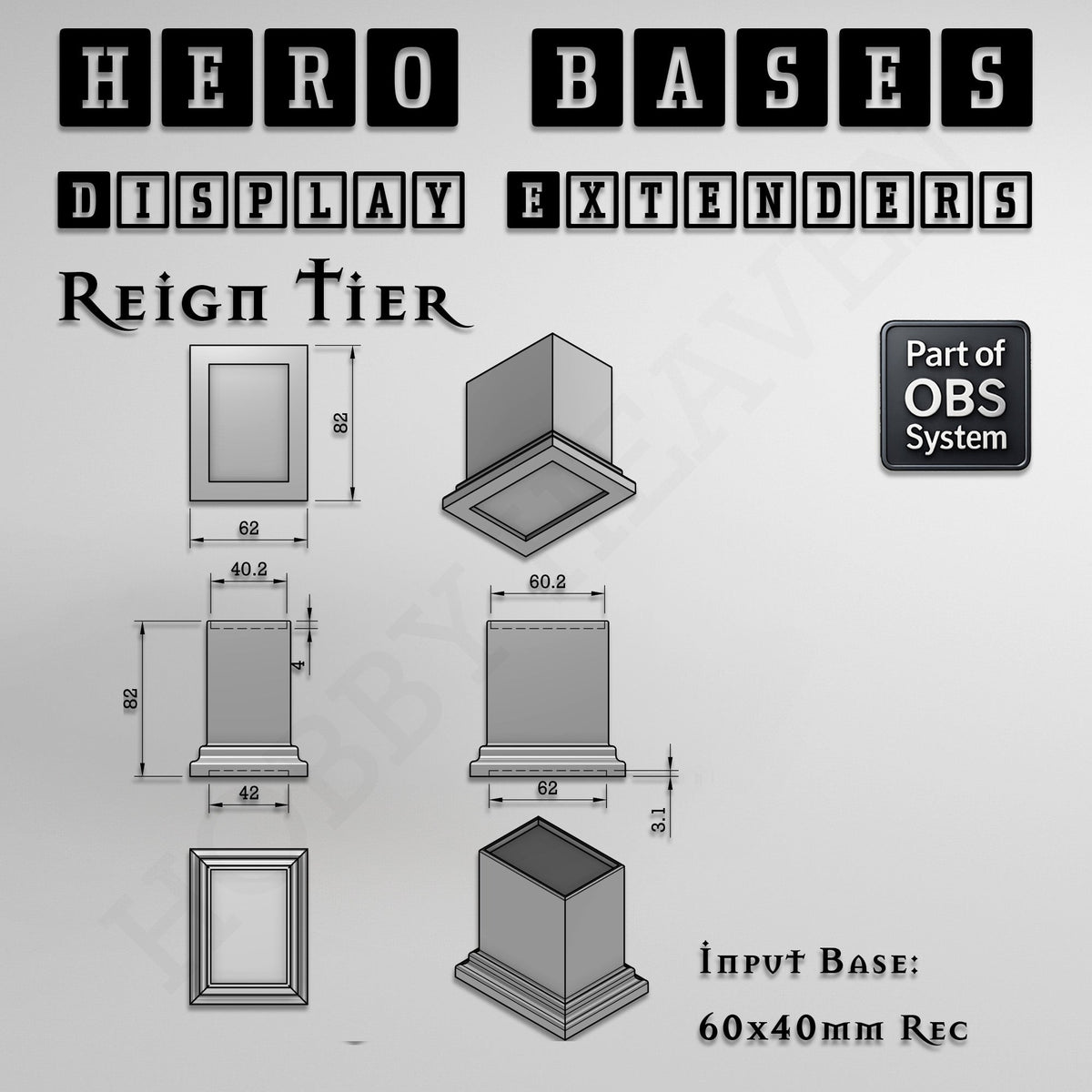 Hero Bases Display Extenders | Squares and Rectangles | Convert Gaming Bases to Display Bases & Plinths