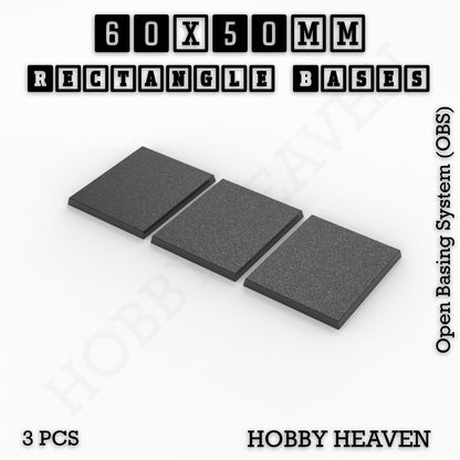 Rectangle Bases Small Sizes - 20x15mm to 75x25mm and up to 60x50mm Wide - 3D Print Tabletop Games