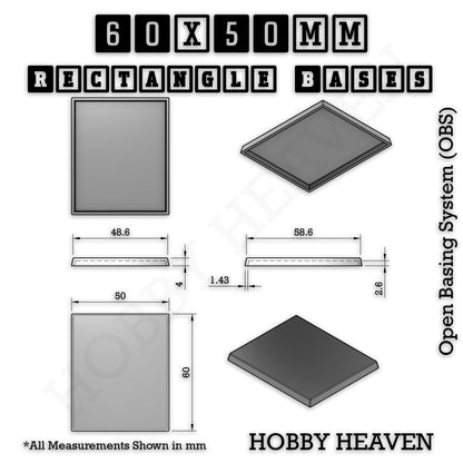 Rectangle Bases Medium Sizes - 75x30mm to 125x40mm and up to 100x90mm Wide - 3D Print Tabletop Games