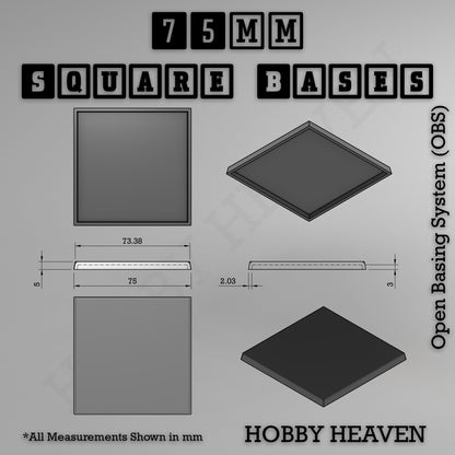 75mm Square Textured Bases 3D Printed