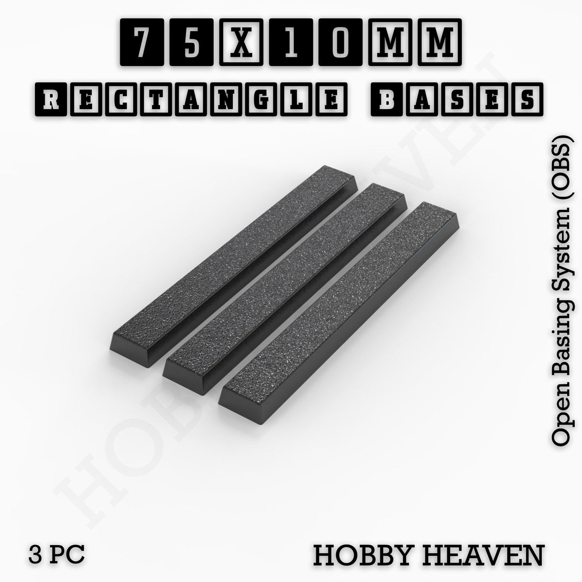 Rectangle Bases Small Sizes - 20x15mm to 75x25mm and up to 60x50mm Wide - 3D Print Tabletop Games