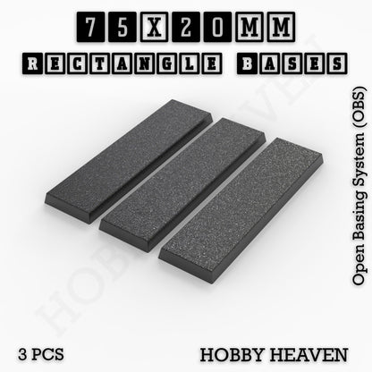 Rectangle Bases Medium Sizes - 75x30mm to 125x40mm and up to 100x90mm Wide - 3D Print Tabletop Games