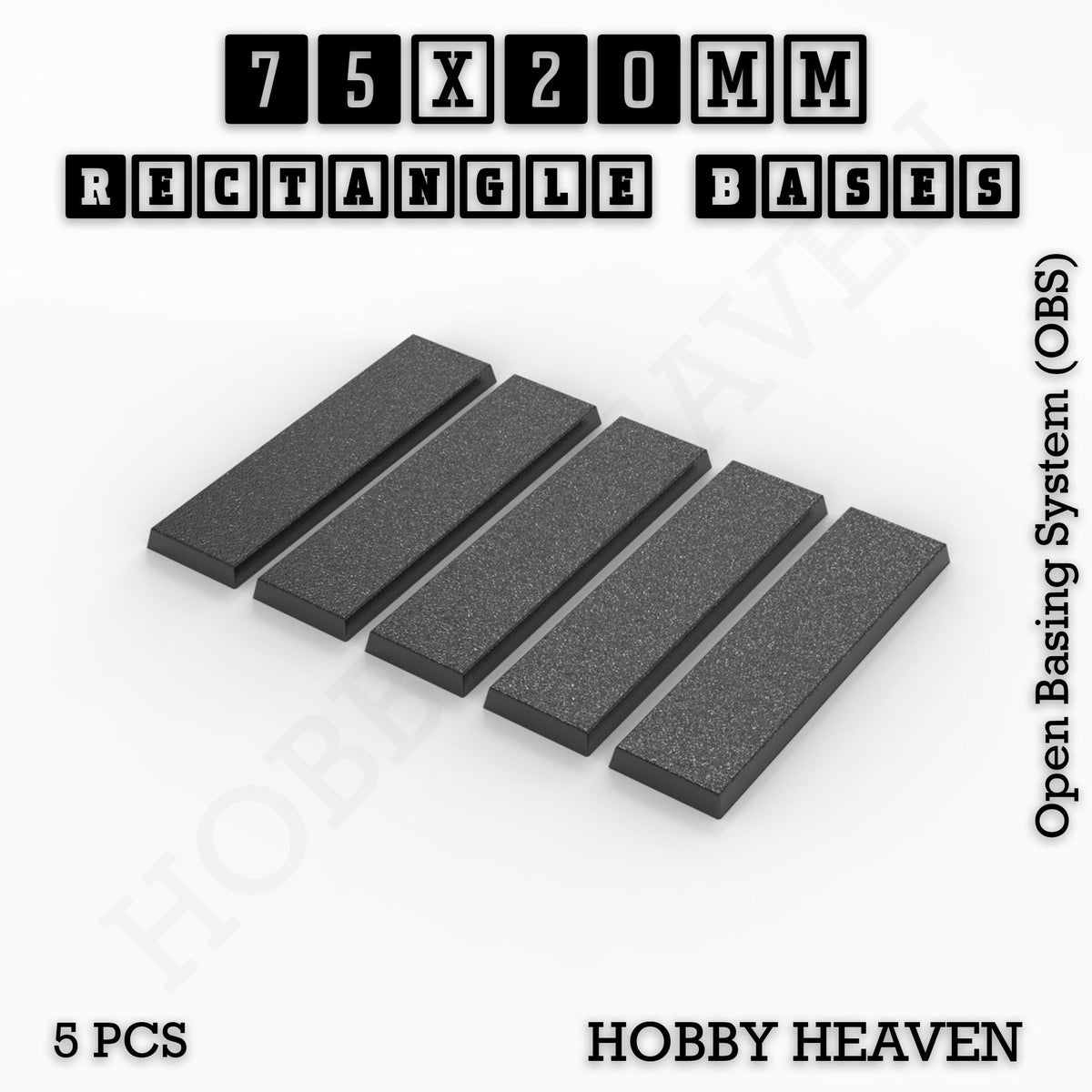 Rectangle Bases Small Sizes - 20x15mm to 75x25mm and up to 60x50mm Wide - 3D Print Tabletop Games