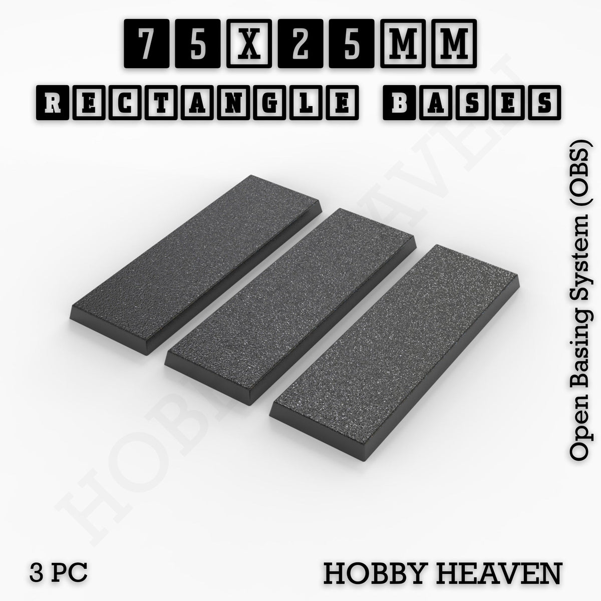 Rectangle Bases Small Sizes - 20x15mm to 75x25mm and up to 60x50mm Wide - 3D Print Tabletop Games