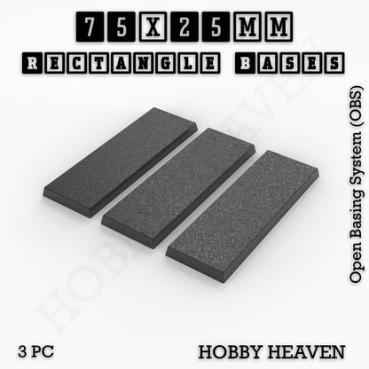Rectangle Bases Medium Sizes - 75x30mm to 125x40mm and up to 100x90mm Wide - 3D Print Tabletop Games
