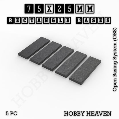 Rectangle Bases Small Sizes - 20x15mm to 75x25mm and up to 60x50mm Wide - 3D Print Tabletop Games