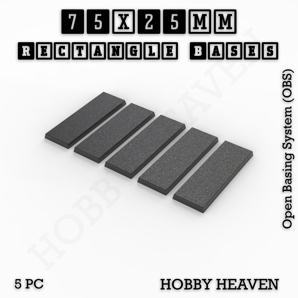 Rectangle Bases Medium Sizes - 75x30mm to 125x40mm and up to 100x90mm Wide - 3D Print Tabletop Games