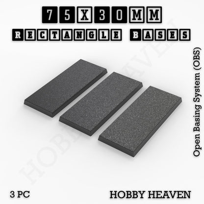 Rectangle Bases Medium Sizes - 75x30mm to 125x40mm and up to 100x90mm Wide - 3D Print Tabletop Games