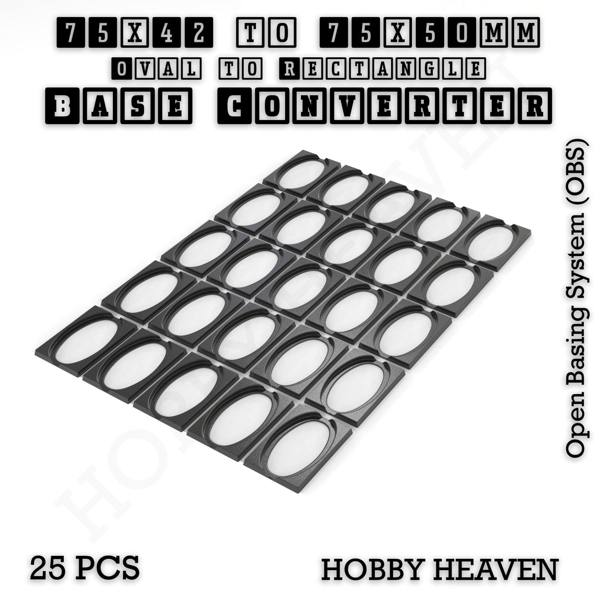 Oval to Rectangle Base Converters 3D Print Full Range